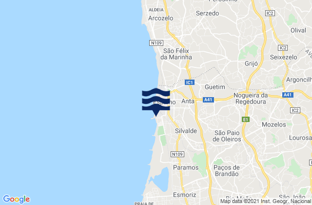Mappa delle maree di Espinho, Portugal
