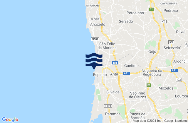 Mappa delle maree di Espinho, Portugal