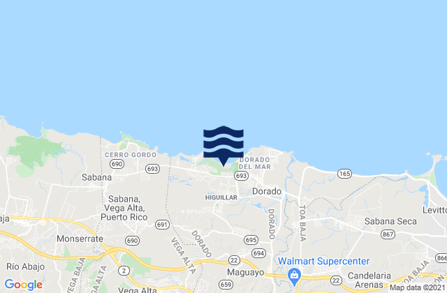 Mappa delle maree di Espinosa Barrio, Puerto Rico
