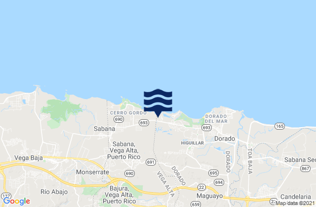 Mappa delle maree di Espinosa Barrio, Puerto Rico