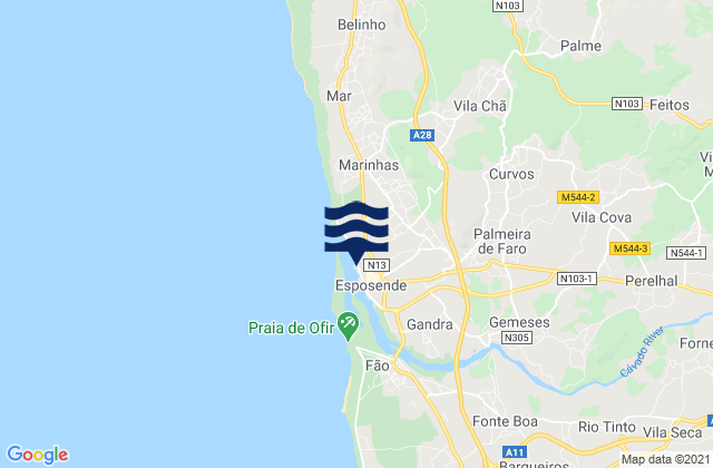 Mappa delle maree di Esposende, Portugal