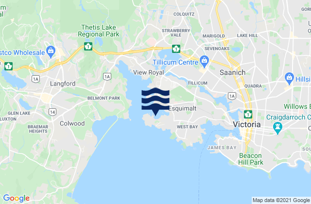 Mappa delle maree di Esquimalt Harbour, Canada
