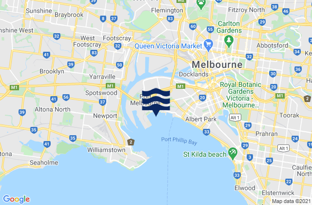 Mappa delle maree di Essendon, Australia