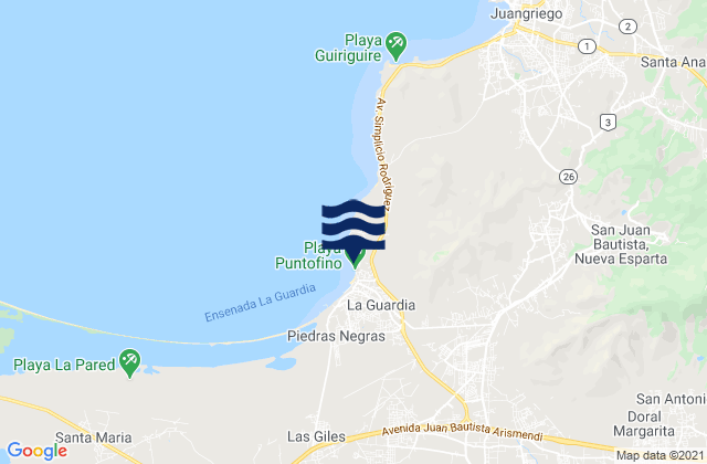 Mappa delle maree di Estado Nueva Esparta, Venezuela