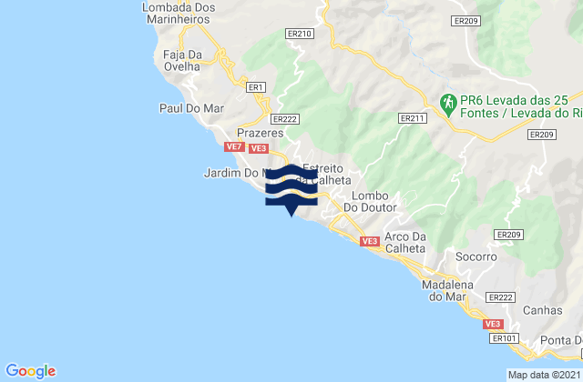 Mappa delle maree di Estreito da Calheta, Portugal