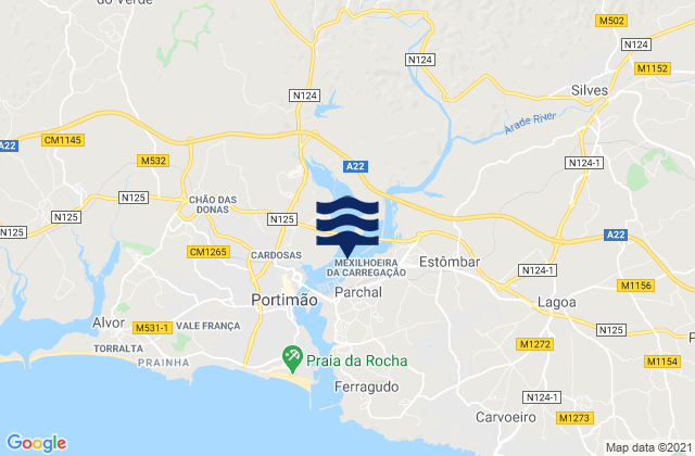 Mappa delle maree di Estômbar, Portugal
