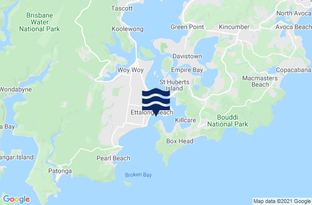 Mappa delle maree di Ettalong, Australia
