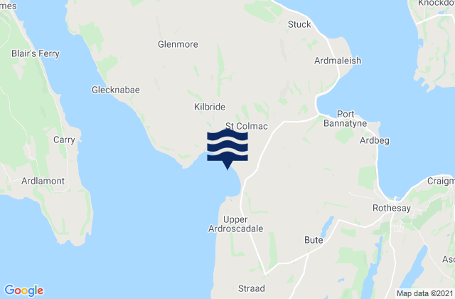 Mappa delle maree di Ettrick Bay, United Kingdom