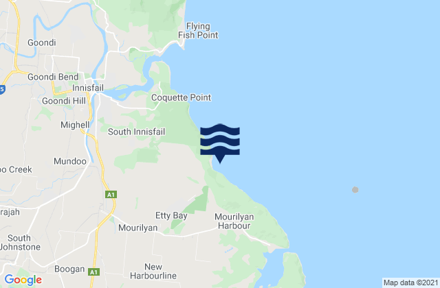 Mappa delle maree di Etty Bay, Australia
