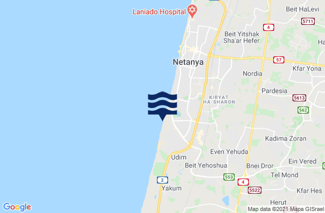 Mappa delle maree di Even Yehuda, Israel