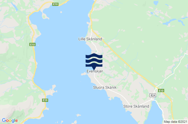 Mappa delle maree di Evenskjer, Norway