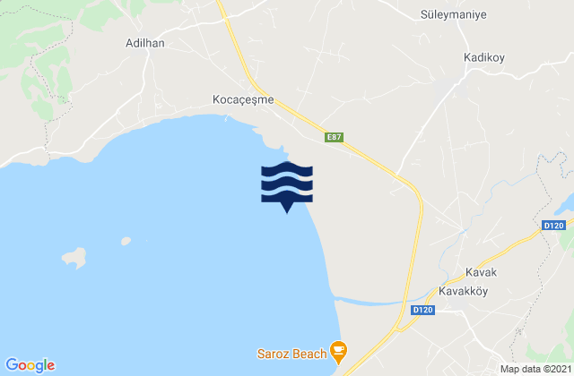 Mappa delle maree di Evreşe, Turkey
