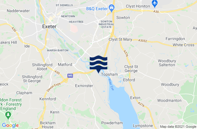 Mappa delle maree di Exminster, United Kingdom