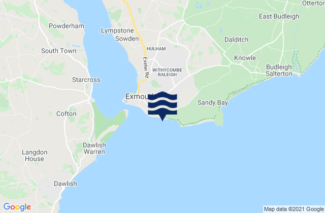 Mappa delle maree di Exmouth Beach, United Kingdom