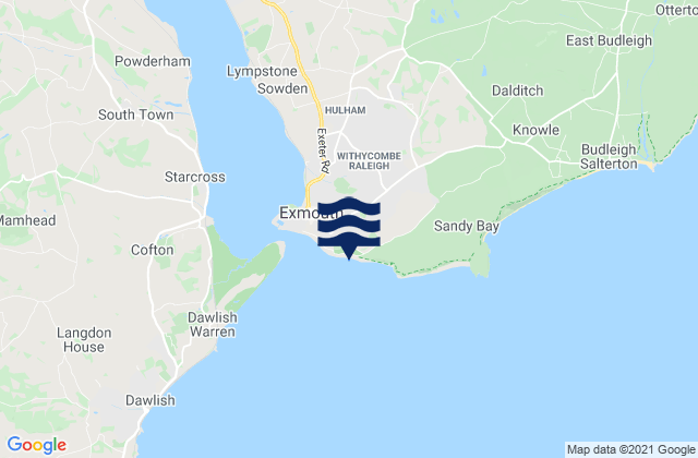 Mappa delle maree di Exmouth, United Kingdom