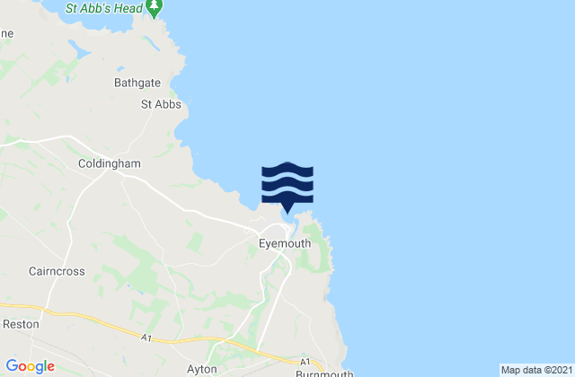 Mappa delle maree di Eyemouth Beach, United Kingdom