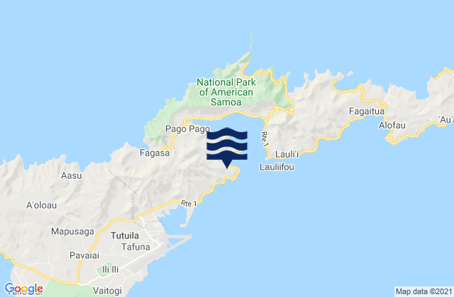 Mappa delle maree di Fagaalu, American Samoa