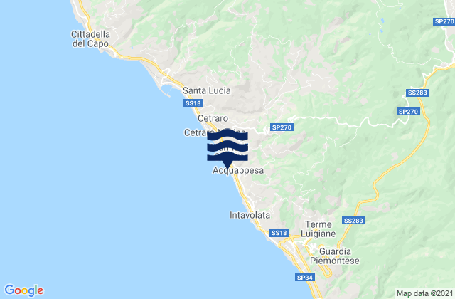 Mappa delle maree di Fagnano Castello, Italy