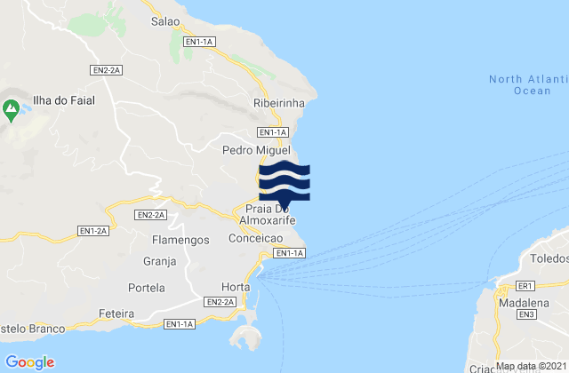 Mappa delle maree di Faial - Praia do Almoxarife, Portugal
