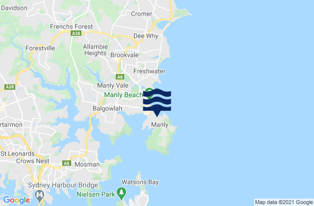 Mappa delle maree di Fairy Bower Beach, Australia