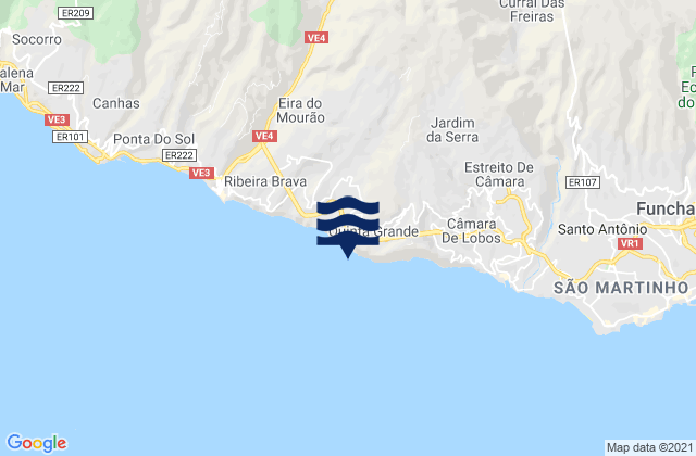 Mappa delle maree di Faja Dos Padres, Portugal