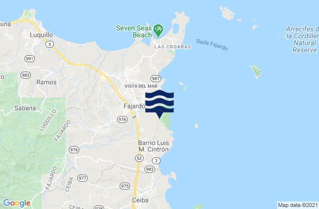 Mappa delle maree di Fajardo Municipio, Puerto Rico