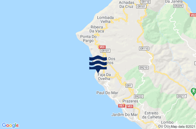 Mappa delle maree di Fajã da Ovelha, Portugal