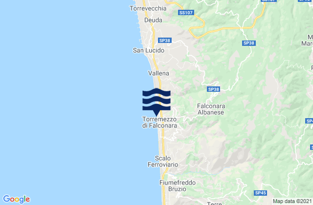 Mappa delle maree di Falconara Albanese, Italy