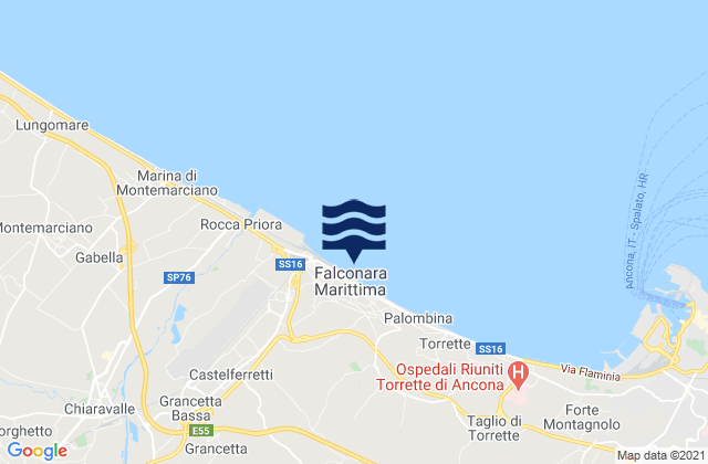 Mappa delle maree di Falconara Marittima, Italy