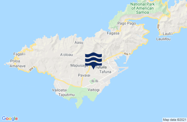 Mappa delle maree di Faleniu, American Samoa