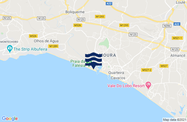 Mappa delle maree di Falesia-Vilamoura, Portugal