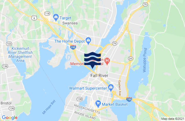 Mappa delle maree di Fall River, United States