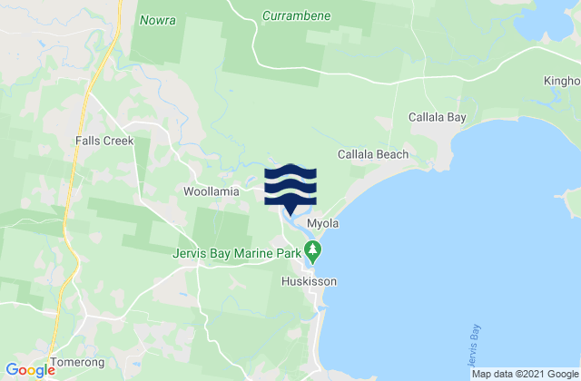 Mappa delle maree di Falls Creek, Australia