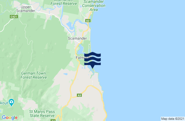 Mappa delle maree di Falmouth, Australia