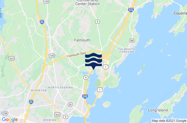Mappa delle maree di Falmouth, United States