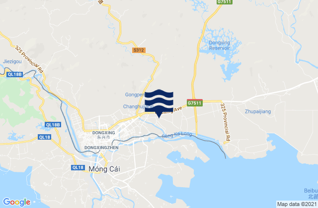 Mappa delle maree di Fangchenggang Shi, China
