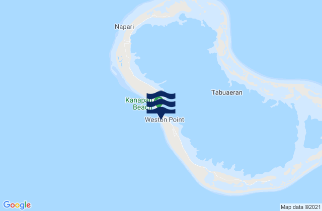 Mappa delle maree di Fanning Island, Kiribati
