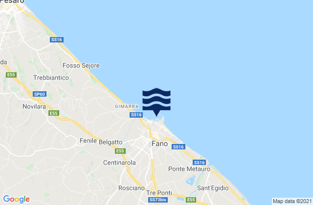 Mappa delle maree di Fano, Italy