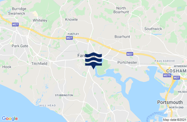Mappa delle maree di Fareham, United Kingdom