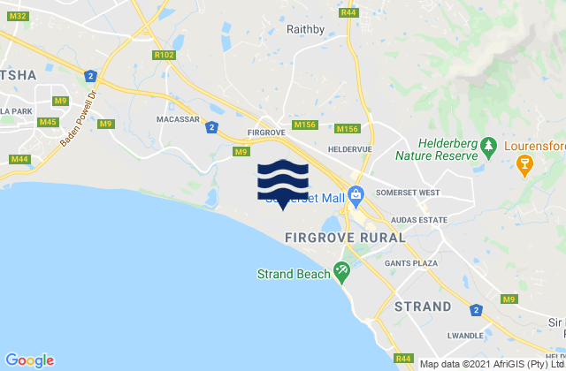 Mappa delle maree di Farmer Burgers, South Africa