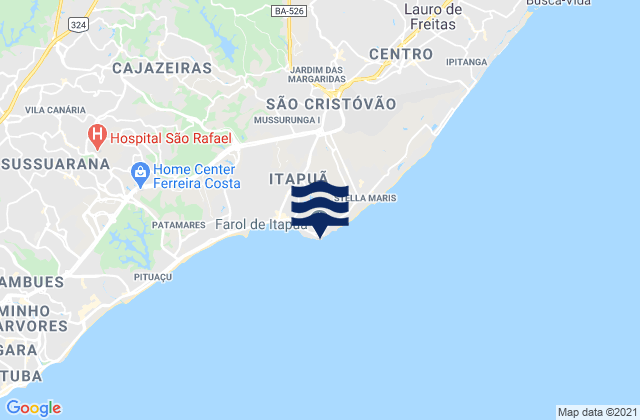 Mappa delle maree di Farol de Itapuã, Brazil