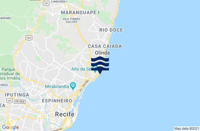 Mappa delle maree di Farol de Olinda, Brazil