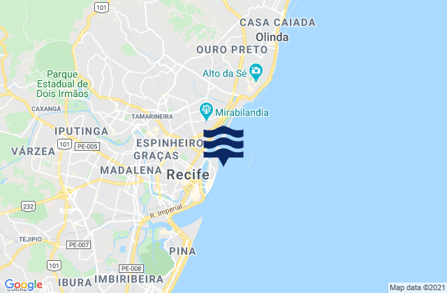 Mappa delle maree di Farol do Recife, Brazil