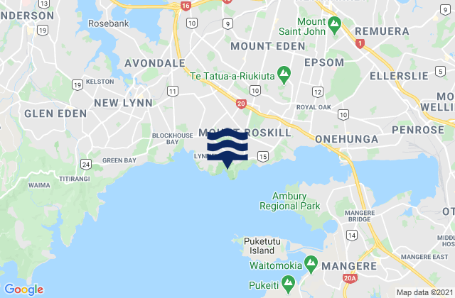 Mappa delle maree di Faulkner Bay, New Zealand