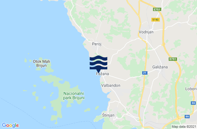 Mappa delle maree di Fažana-Fasana, Croatia