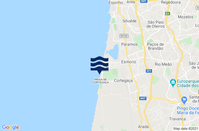 Mappa delle maree di Feira, Portugal