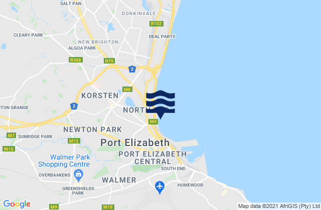 Mappa delle maree di Fence (Port Elizabeth), South Africa
