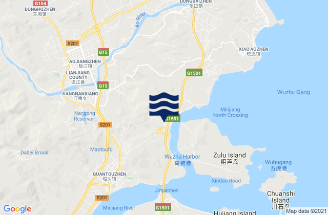 Mappa delle maree di Fengcheng, China