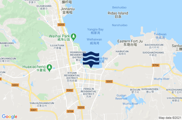 Mappa delle maree di Fenglin, China