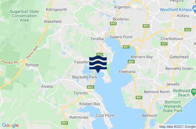 Mappa delle maree di Fennell Bay, Australia